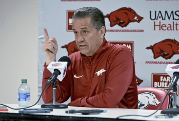 Coach Calipari in his first press conference at Arkansas.